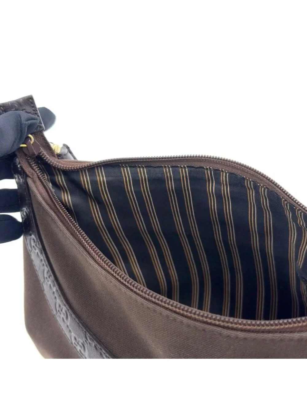 ★SOLD★ Gucci Limited Guccissima Leather Canvas Dark Brown Shoulder Bag Silver - Picture 9 of 15